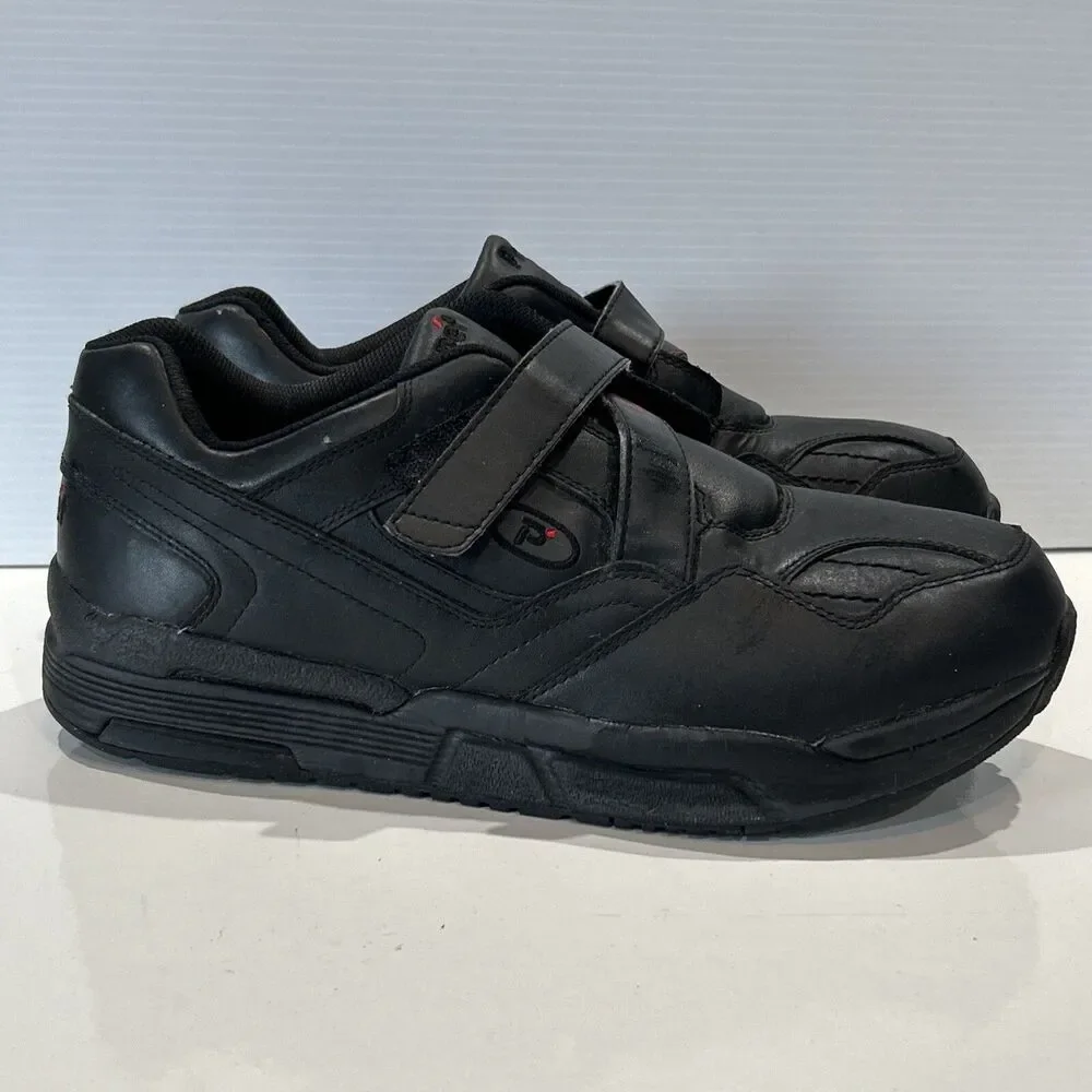 Propet Ped Walker Men 11 5E Wide Strap Orthotic Shoes Black Leather Sneakers